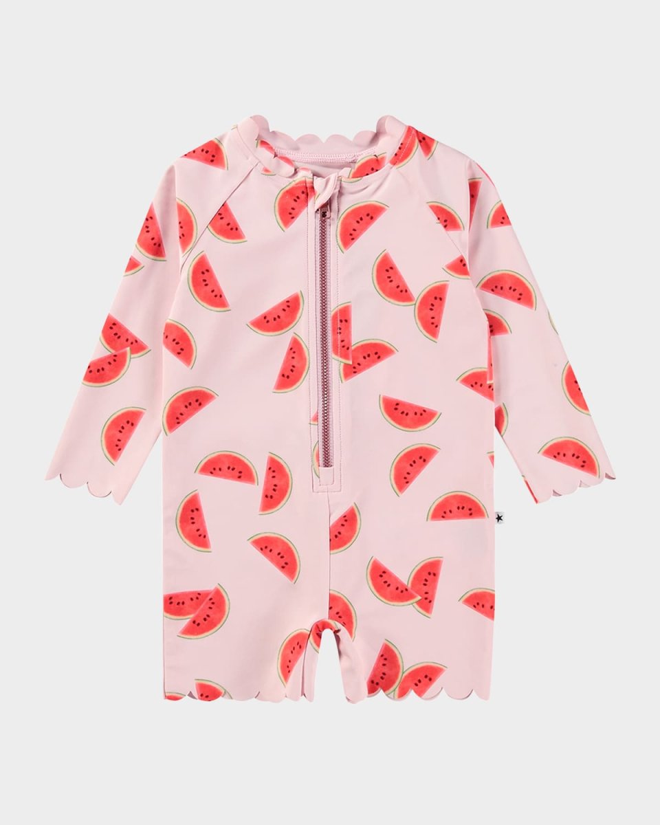 Girl's Nigella Long-Sleeve One-Piece Swimsuit, Size 3M-3